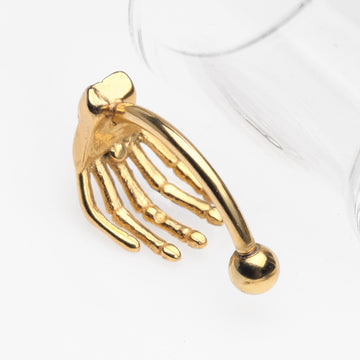 Detail View 1 of Golden Skeleton Hand of Death Curved Barbell